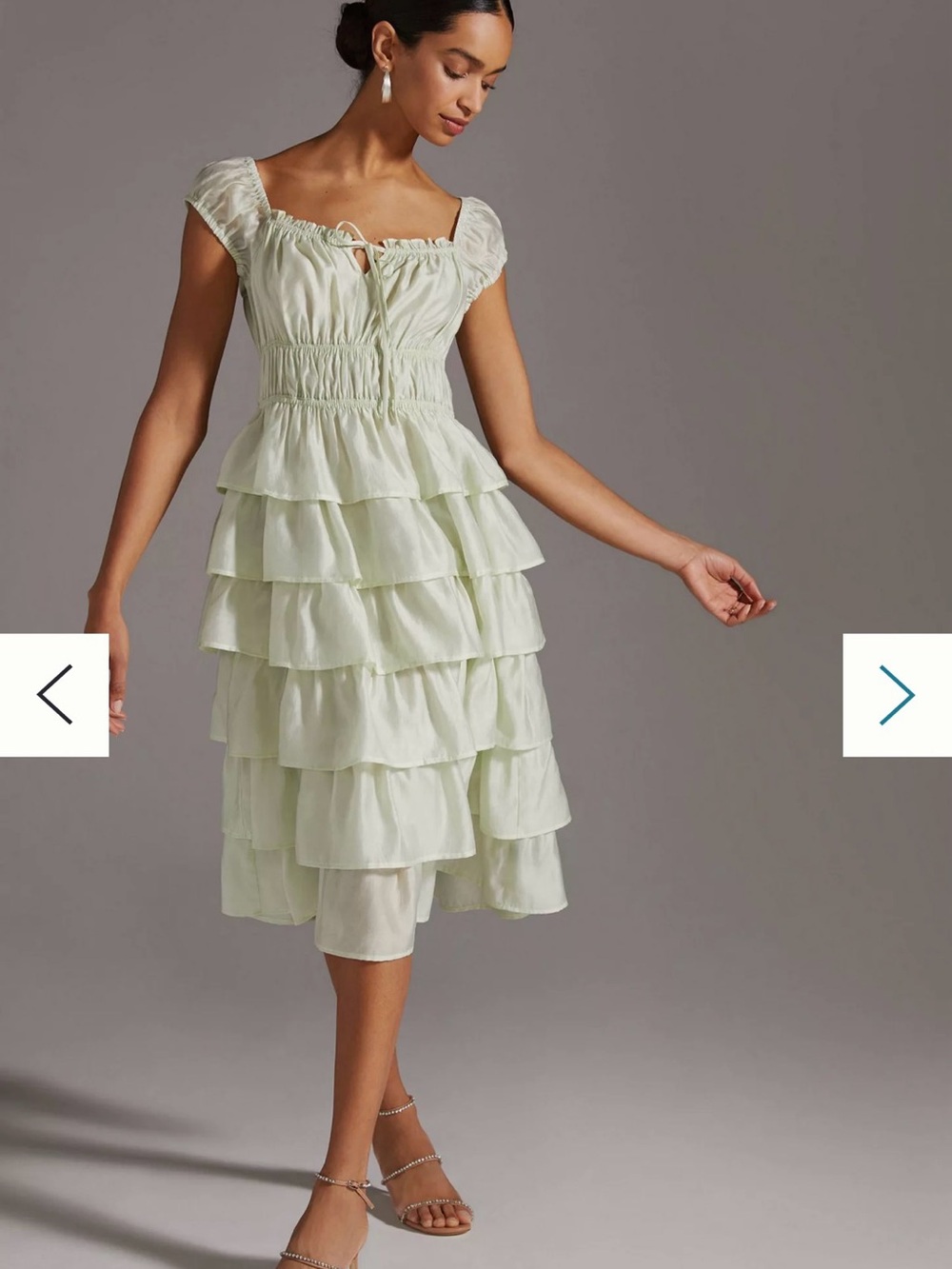 Anthropologie Current Air Ruffle Tiered Midi Dress in Pale Green
